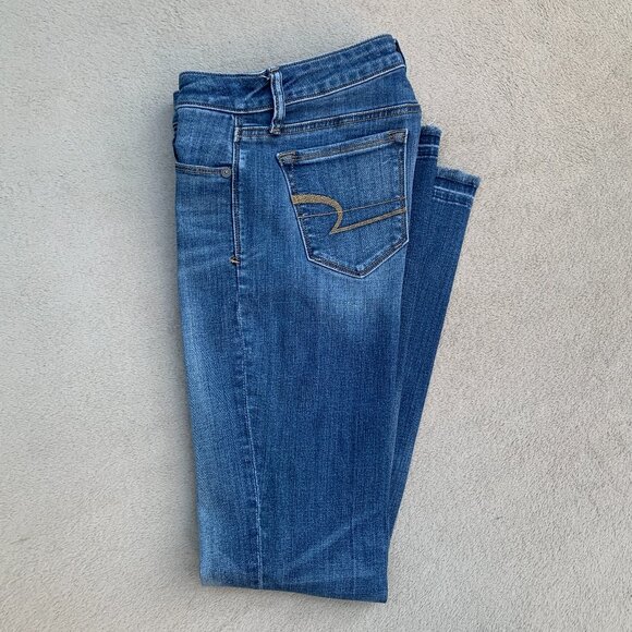 American Eagle Outfitters Super Stretch Low Rise Skinny Kick Jeans Sz0 - Picture 5 of 15